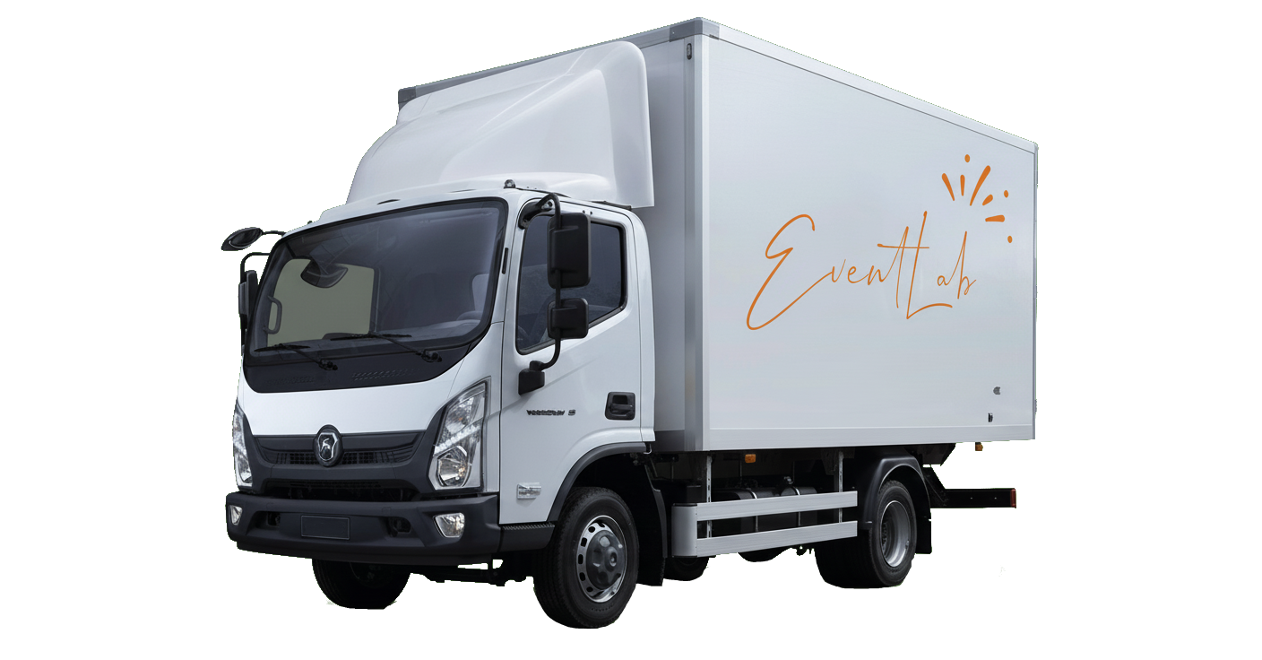 generated image of truck and the logotype of the web page